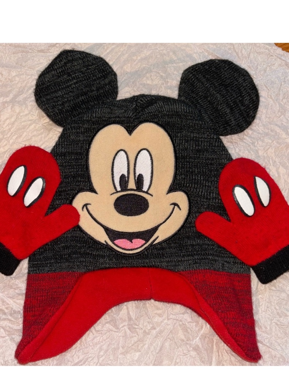 Disney Mickey Mouse Knit Earflap Hat with Matching Gloves